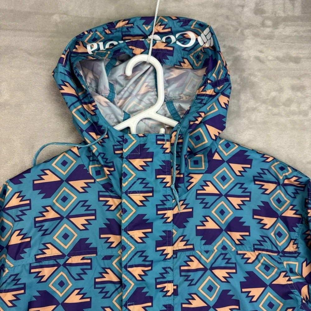 Columbia Challenger Pullover Jacket‎ Mens M Aztec Print Teal Purple Gorpcore